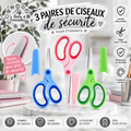 ✂️ 3 paires de ciseaux de sécurité colorés