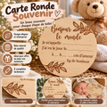 👶 Carte Souvenir de Naissance en Bois