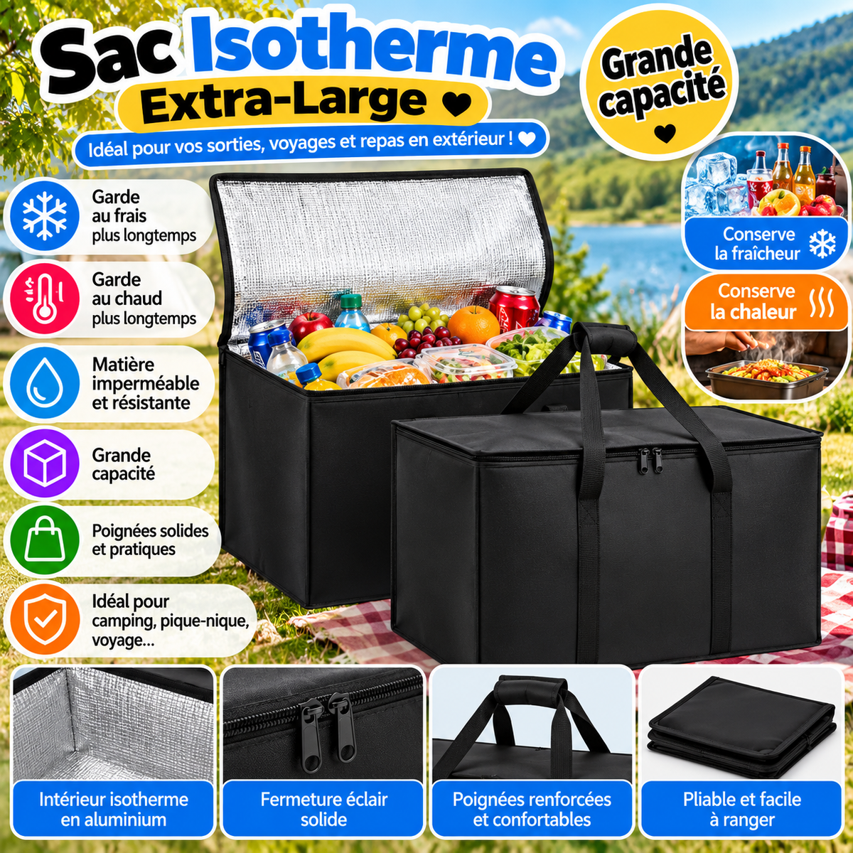 Sac Isotherme Extra-Large – Grande Capacité