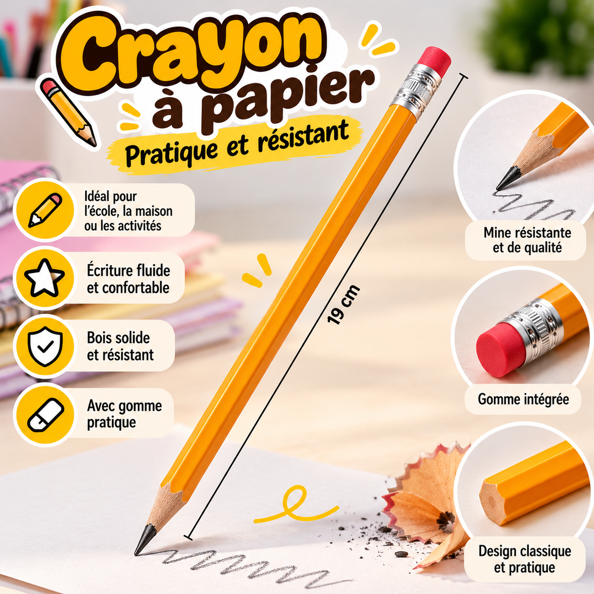 Crayon à papier avec gomme – À l’unité