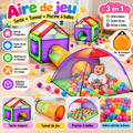 Aire de jeux 3-en-1 pour enfants – Tente, tunnel et piscine à balles