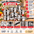 Set de casseroles 6 pièces en acier inoxydable – Tous feux