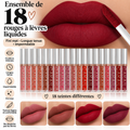 Lot de 18 rouges à lèvres liquides – Fini mat longue tenue