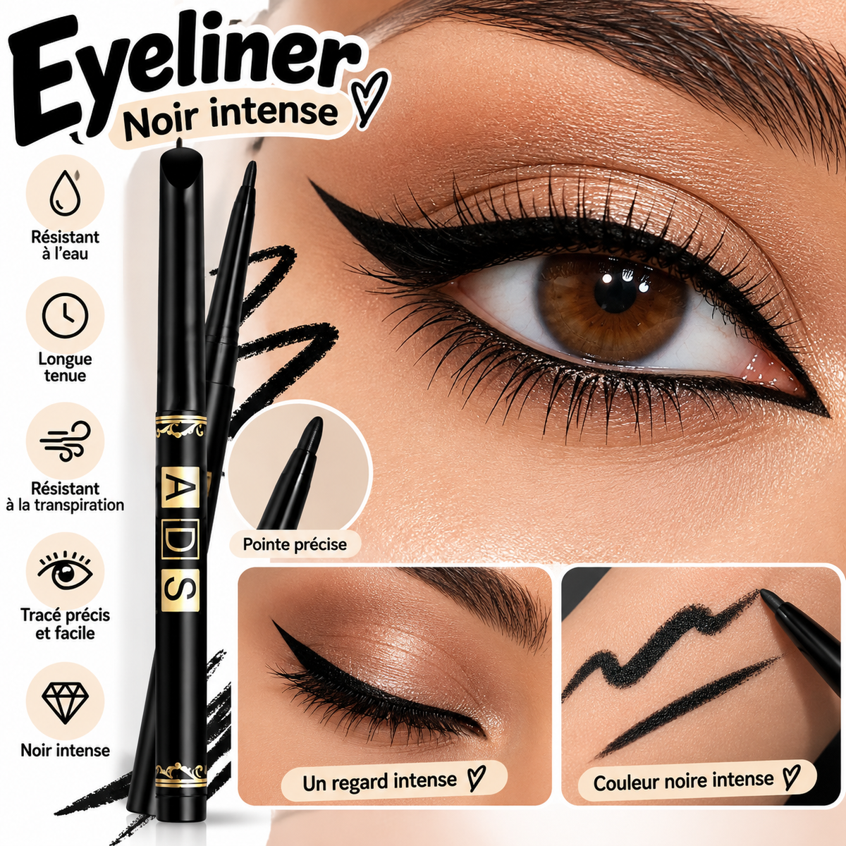 Eyeliner noir intense – Longue tenue et waterproof