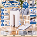 Set serpillière avec seau essoreur – 10 lingettes microfibre