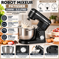 Robot pâtissier multifonction 1500W – Bol inox 5,2 L