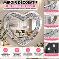 Miroir décoratif mural en forme de cœur effet diamant
