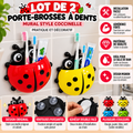 🐞 Lot de 2 porte-brosses à dents Coccinelle
