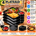 Lot de 4 plateaux de service avec compartiment à sauce