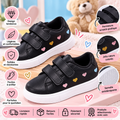 Baskets noires enfant à scratch – Cœurs colorés