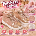 Baskets Montantes Enfant Rose Doré Pailletées – Style & Confort